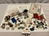 Nice collection of stone geodes, crystal, polished agates, Black Star of India w/ COA, oyster fossil