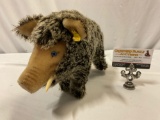 RARE mid-century vintage ORIGINAL STEIFF stuffed animal toy w/ 2 tags, made in Germany, WILD BOAR