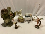 5 pc. lot of modern Winged Fairy sculpture art decor pieces, GSC Green Fairy, see pics