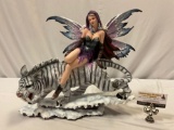 LYNCO PRODUCTS Winged Fairy on Sabertooth Tiger fantasy female / cat figure art piece