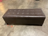 Very nice chocolate brown leather bedroom or living room footstool storage hassock