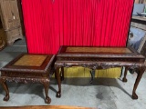 Elegant solid wood sofa or hall table, and matching end table with eagle and ball feet