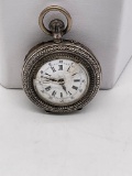 Rare Antique 1880s P & M Swiss made Cuivre ladies pocket watch. Marked .800 silver