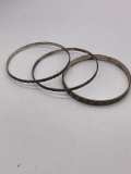 Set of three antique sterling silver cuff bracelets, all marked sterling