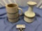 2 pc. lot of vintage handmade ceramic pitchers, 1 signed by artist, approx 7 x 8 in.