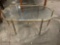 Vintage metal coffee table with beveled glass top/ 17 X 42X 21