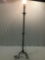 Modern metal standing parlor lamp w/ no shade, tested / working, approx 11 x 58 in.