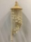 vintage wicker and seashell hanging sculpture art piece, approx 30 x 7 in.