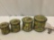 4 pc. set of vintage tin nesting containers made in Holland , approx 6 x 7 in.