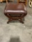 Very nice brown leather and wooden footstool