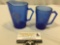 2 pc. Lot of vintage blue glass Shirley Temple creamer & cup w/ handle. See pics