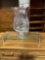 Beautiful large glass vase W/ fern Etched design and thick glass pedestal style stand
