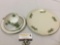 4 pc. lot of vintage gold rimmed porcelain tableware w/ holly print; Tirschenreuth - Germany,