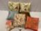 8 pc. lot of decorative modern throw pillows.