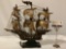 Vintage Santa Maria wooden ship model w/ nice details / wood stand, approx 18 x 17 x 6 in.