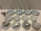 15 pc. lot of vintage GDR - German & Asian flow blue cups/ saucers, bowls, approx 6.5 in.