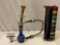 Vintage glass / metal Hookah Water smoking Pipe w/ bag.