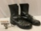 Pair of vintage black leather army boots size mens 9.5 R.