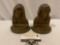 2 pc. lot of antique cast metal Jesus & Mary bookends, approx 5 x 6 x 3 in.