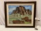 Framed vintage original oil painting of mountain scene, approx 26 x 22 in.