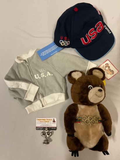 3 pc. Lot of vintage 1979 R. DAKIN & Co. USA Olympics stuffed plush bear w/ tag