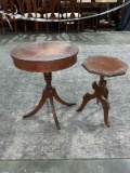2 pc. Lot Antique round telephone or side table & Octagon plant stand, see pics