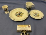 4 pc. lot vintage Syracuse China cup & saucers plus egg holder.