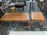 Matching oak coffee table and end table