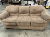 Tan microfiber couch, 7.5 foot long X37X 36