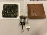 Light fixture w/ stained glass shade, sold as is, used condition