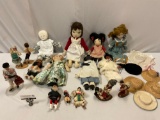 Large mixed lot of vintage dolls / ethnic figure art, doll hats, see pics.