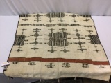 antique mid century Liberian hand woven wool blanket / tapestry