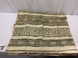antique mid century Liberian hand woven wool blanket / tapestry
