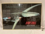 framed STAR TREK The Next Generation USS Enterprise poster, glass is cracked / sold as is