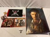 8 pc. lot of Walt Disney PIRATES OF THE CARIBBEAN collectibles, calendars, poster, shot glasses,