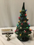 vintage ceramic Christmas tree lamp in nice condition missing one bulb cover, see pics