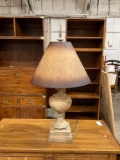 Attractive antiqued composite and metal Table lamp tested and working