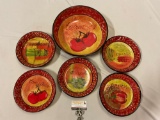 6 pc. lot of Certified International ceramic vegetable bowls, approx 13 x 4 in.