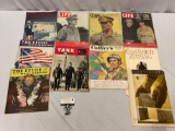 10 pc. lot of vintage magazines; 1941 LIFE, 1945 LOOK, the Etude, 1930s Illustrirte Zeitung & more.