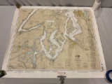 US Washington West Coast map of PUGET SOUND Southern Part, approx 42 x 37 in.