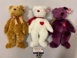 3 pc. lot of larger size TY Beanie Baby stuffed bear plush toys w/ tag/ protector