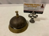 Antique metal desk bell, approx 4 x 3 in.