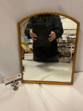 Small vintage wood frame mirror, approx 12 x 16 in.