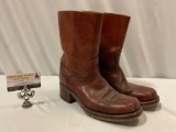 Pair of vintage leather boots approx size mens 9.