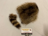Vintage raccoon fur pelt w/ unattached tail, approx 12 in.