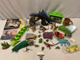 Large collection of GODZILLA, toy dinosaurs, JURASSIC PARK collectibles, ceramic Disney mug,