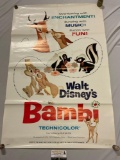 SUPER RARE Walt Disney?s BAMBI lithograph movie poster print, STYLE-A R66/50, minor wear