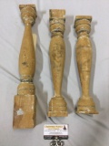 3 pc. Lot of vintage wood carved furniture legs, sold as is. Approx 3 x 20 in.