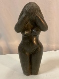 Hand Carved African Stone Female Figure Fertility nude torso woman covering eyes sculpture see pics