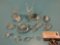 11 pc. lot of Swarovski crystal animal figurines, Stag, Whales, swans, automobile, clamshell w/